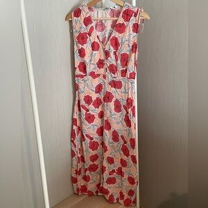 & Other Stories Pink Rose Print Midi Dress